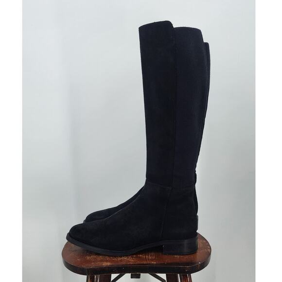 Aquatalia Knee High Suede Boots Stretch Panel Back‎ Size 9.5 Made In Italy - Picture 1 of 12